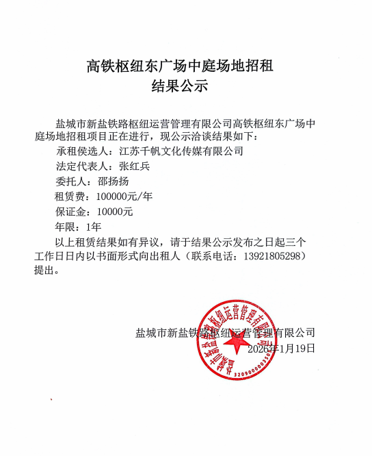 高铁枢纽东广场中庭场地招租结果公示.png